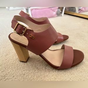 Cole Haan dark pink wooden block heel sandals size 8